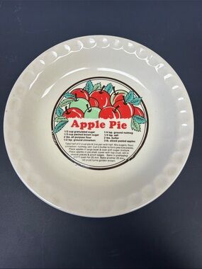Vintage 1980’s hand crafted Sunstone Collection 11” “Apple Pie” recipe dish